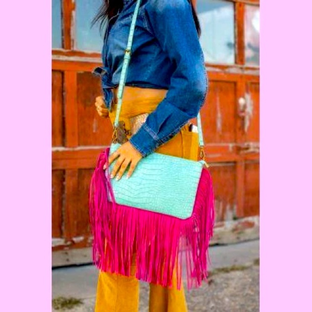 Adorable L&B Fringe Crossbody Handbag